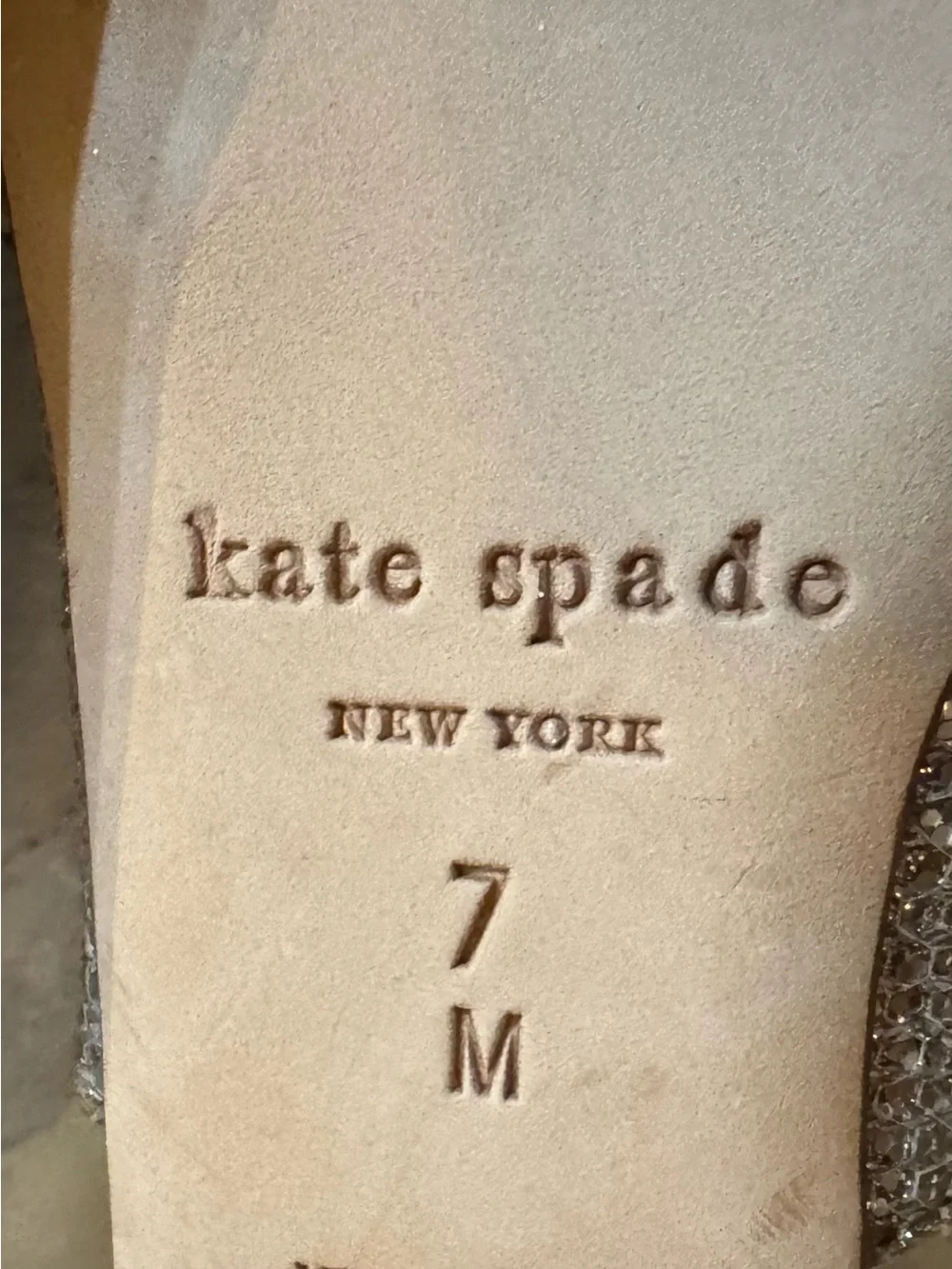 kate spade Gold Glitter Pearl Buckle Pointed Mules